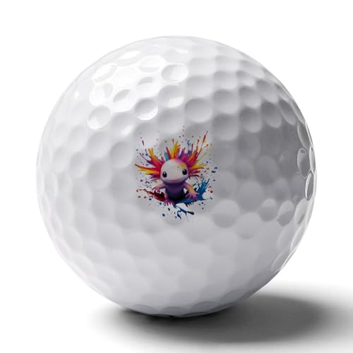 Colorful Axolotl Cute Personalized Golf Balls Funny Long Distance Practice Golf Ball for Men Women Backyard