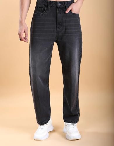 Image of Men's Baggy Fit Jeans, Loose Fit High Rise Denim Pants, Casual Streetwear Style for Everyday Comfort