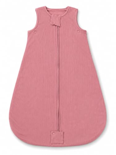 Image of TuddyBuddy Baby Cotton Wearable Quilted Sleeping Bag Blanket 1.5 Tog with 1 Way Zipper Closure | Ideal for Babies & Kids Hypoallergenic Fabrics | (Pin Striped Fabric - Dark Pink, 6-12 Months)