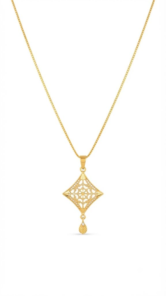 Women's Gold Plated Stainless Steel Square Crystal Pendant Necklace | Elegant Long Chain Necklace for Girls & Women-picture-17