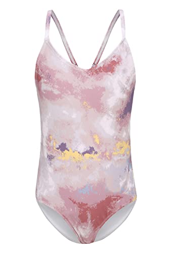 Image of Girls One Piece Swimsuits Hawaiian Floral Bathing Suit for Kids Adjustable Straps Swimwear 3-16 Years