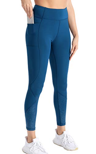 ANBENEED Women's High Waist Gym Workout Leggings Reflective Running 7/8 Leggings with Pockets