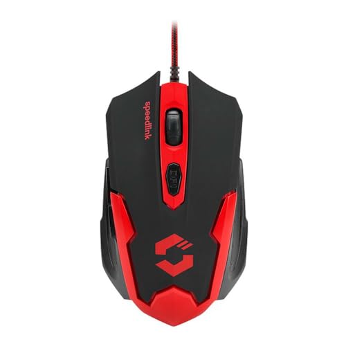 Speedlink XITO Gaming Mouse - 5 Tasten Maus für Büro, Home Office, mit dpi-Swtich bis zu 3200 dpi, Gummierte Oberfläche, Rutschfest, für PC, Notebook, Laptop, schwarz-rot