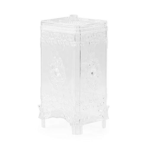 Organisateur porte-coton-tige en acrylique cristallin avec couvercle noir premium
