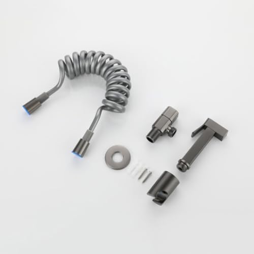 Bidet portátil para WC con válvula angular de latón y manguera de ducha cromada 4