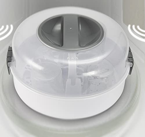 Alecto BW-04 - Esterilizador para microondas para hasta 4 biberones de 150 ml, extractores de leche, ollas, vasos y cubiertos, incluye pinzas para botellas, color blanco - imagen 5