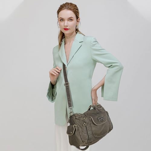 Image of Angel Kiss Purses for Women, Large Shoulder Bag Hobo Tote Purse Mutipocket Faux Leather Satchel Hobo Purse