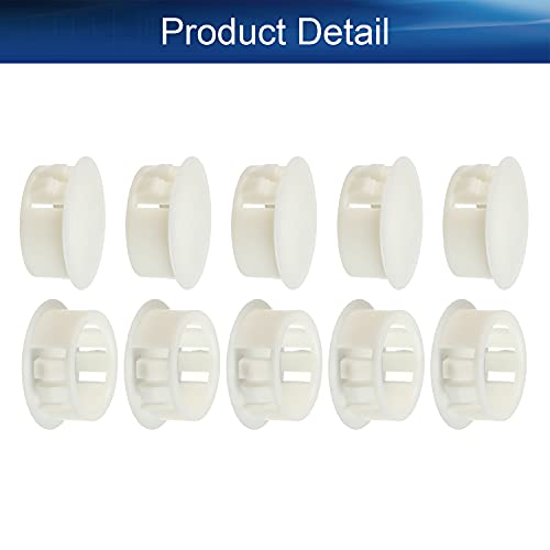 Image of Heyiarbeit 50pcs Hole Plugs 4 /5 inch / 20mm Nylon Plastic Round Snap in Type Locking Hole Tube Furniture Fencing Post Pipe Insert End Caps White Tone