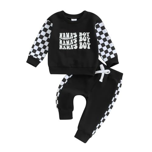 Image of LIOMENGZI Toddler Baby Boy Fall Winter Clothes Outfits Funny Letter Sweatshirt Pants Set Infant Clothes 6 12 18 24 Months 2T