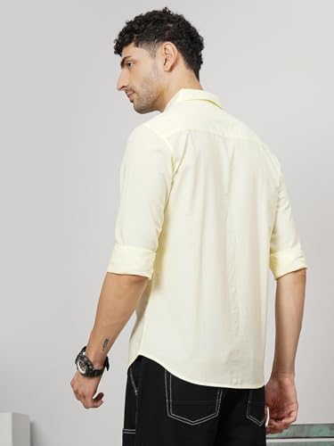 Image of The Indian Garage Co Men Slim Fit Placement Embroidered Full Sleeves Cutaway Collar Casual Shirt