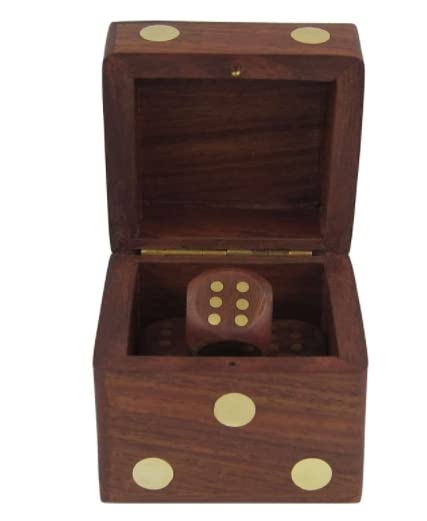 KAM Home - Caja de dados de madera con cinco dados para Navidad