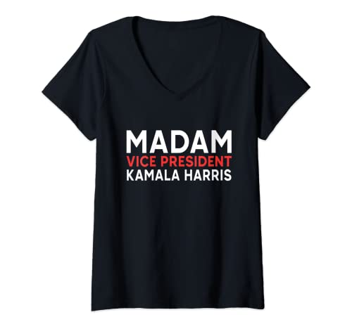 Womens Madam Vice President Shirt, VP Kamala Harris Democratic Gift V-Neck T-Shirt