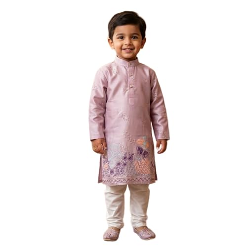 Boys Cotton Kurta Pajama Set Ethnic Wear for Kids Wedding Festiva...