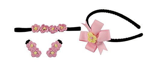 Image of Babies Bloom Pink Kitty Hair Bow and Headband Gift Set (Set of 4)