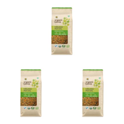 Image of Organic Tattva Mix Dal 500g | Protein-Rich Indian Lentils, Tadka Dal Mix, Khichdi & Everyday Cooking | Blend of Toor, Moong, Masoor & Chana | Unpolished Pulses for a Healthy Pantry (Pack of 3)