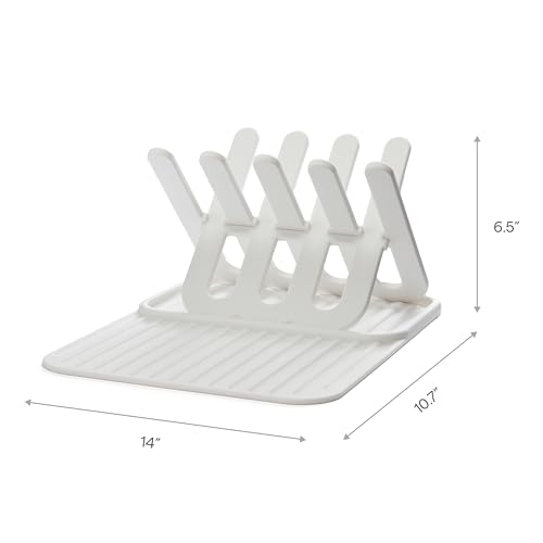 Munchkin Bottle Drying Rack and Mat, Holds 8 Bottles, Pump Parts, Pacifiers, & Accessories, Space Saving Folding Design, Home and Travel Use, Silicone, White - image 6