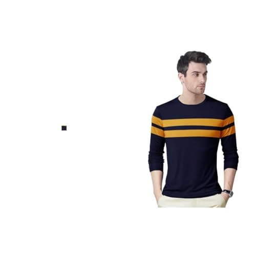 Image of EYEBOGLER Round Neck Full Sleeve Striped T Regular Fit Shirt for Men (Pack of 2)