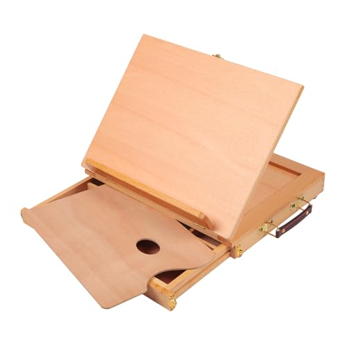 COOZEE einstellbare Tabletop -Skizze Staffelei, tragbarer Massivholz -Schreibtisch Trailsel mit Lagerschublade und Holzpalette für Anfänger, Student, Künstler