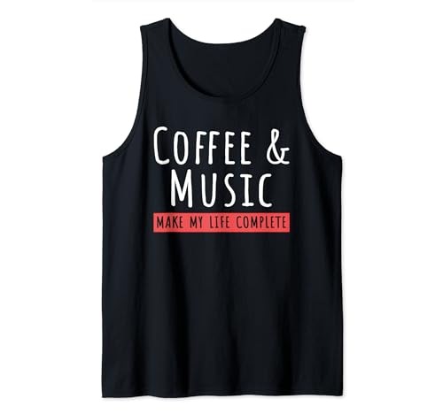 Camiseta de café y música para amantes del café, banda músico, guitarra Camiseta sin Mangas