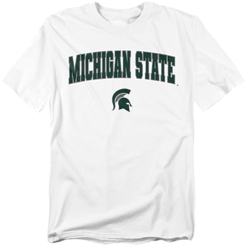 LOGOVISION Michigan State University Arch Logo Secondary Unisex Adult T Shirt, White, Medium