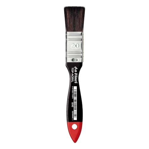 da Vinci Oil & Acrylic Series 5040 Top Acryl Paint Brush, Flat Mottler Red/Brown Synthetic with Plainwood Handle, Size 20