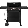 Feasto 4-Burner Gas BBQ Grill with Side Table, 36,000 BTU Outdoor Propane Grill with Enameled Coated Chamber Body, Premium Porcelain-Enameled Grates for Backyard, Patio, Camping Barbecue, Black