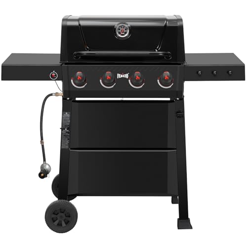 4-Burner Gas Grill with Side Table and Enameled Chamber