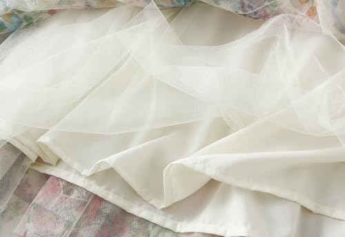 Womens Floral Tulle Skirts Ruffle High Waist A-line Skirt Layered Pleated Flowy Fairy Skirt Fashion Party Long Dress4