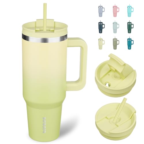 Image of BJPKPK Tumbler With Handle And Straw 40oz Insulated Tumbler Cups With Lid Stainless Steel Travel Coffee Mug,Lime