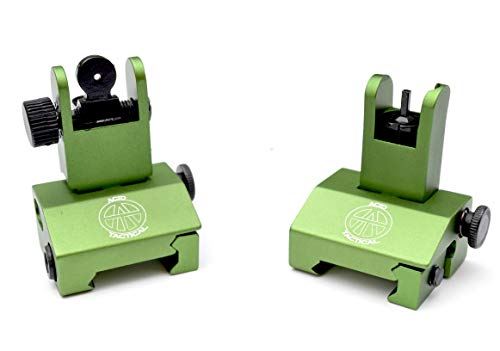 Acid Tactical Rifle Back up Iron Sights with Picatinny BUIS 2 Piece Front and Rear Duel Aperture Anodized Green - Acid Tactical
