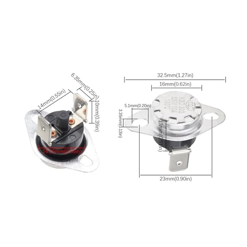 Interruptor de temperatura KSD303 75C con rearme manual NC de 10A 6