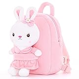 Gloveleya Kids Backpack Toddler Backpacks with Stuffed Bunny Toy Pink 9''…