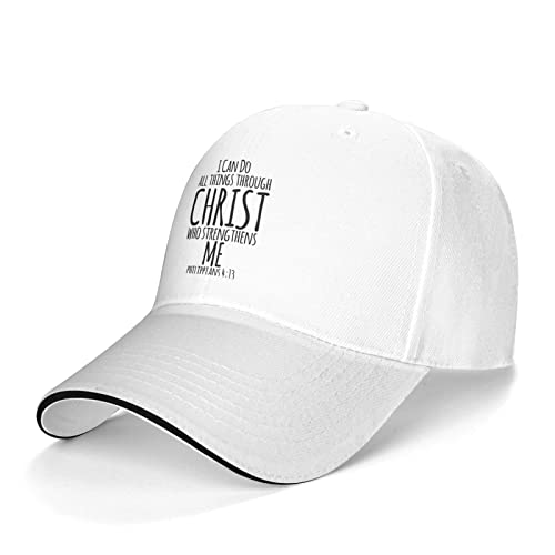 I Can Do All Things Through Christ, Christian God Baseball Caps Men Women Ball Hat Adjustable Trucker Hat White Cowboy Hat #TOP1