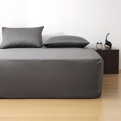 NOKOLULU Extra Deep Pocket Sheets: Fits Mattress 12-22 Inches Deep - 3Pcs King Sheets for Air Mattress (1 Fitted Sheet & 2 Pillowcases) Wrinkle Free Cooling Air Bed Mattress Sheet Set (Grey, King) Cover