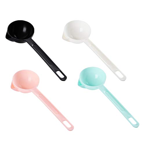 Hemoton 4pcs Plastic Oil Filter Spoons Oil Fat Separators Oil Soup Cooking Strainer Filter Soup Ladle Grease Oil Filter Strainer for Home Kitchen Black White Blue Pink