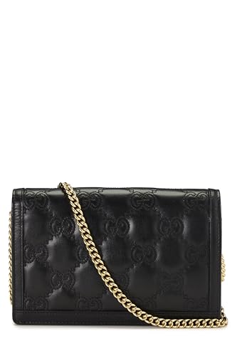 Pre-Loved Black Leather GG Marmont Wallet On Chain (WOC), Black4