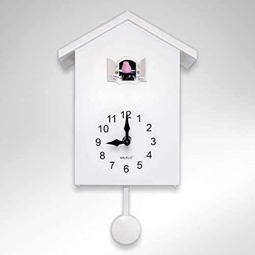 Walplus White Minimalist Cuckoo Clock - White Window With Changeable 4 Birds #TOP4