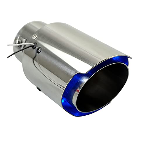 Vechkom 2.5'' Inlet 63mm Exhaust Tips With Blue Flame LED light Stainless Steel Muffler Car Exhaust Tail Pipe Modification Luminous Tube (Blue)
