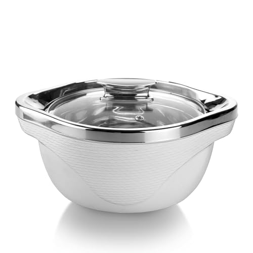 SignoraWare Royal Bliss Casserole Inside Steel with Glass Lid, 1000ml, Set of 1, White