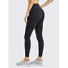 CRZ YOGA Women's Hugged Feeling Compression Leggings 25 Inches - Thick High Waisted Tummy Control Workout Leggings Black Medium