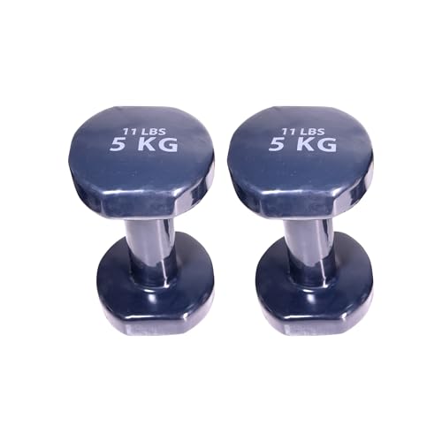 Image of Vinyl Dumbbells Set of 2 for Men & Women | Anti-Slip Fixed Weight Exercise Dumbbells for Home Workout, Gym, Fitness, Strength Training, Yoga & Aerobics (5KG PACK OF 2)(TOTAL 10KG)