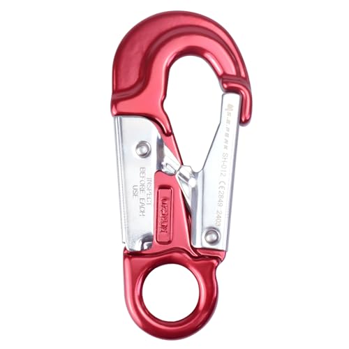 S.E.PEAK Gancho de aluminio de 25 kN, certificado CE, ligero, doble bloqueo, gancho forjado, equipo de rescate de rapel de alta resistencia para escalada, cordón de seguridad, gimnasio, trabajo en