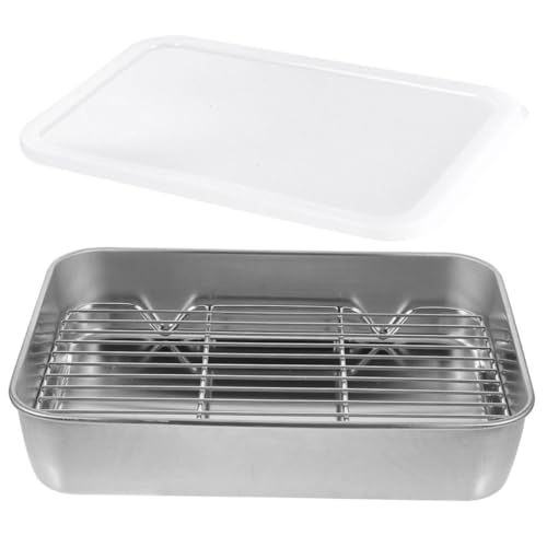 SOLUSTRE Superior Stainless Steel Cooking Pan Rack Drip Pan for Grill Grill Grease Tray Baking Rack for Oven