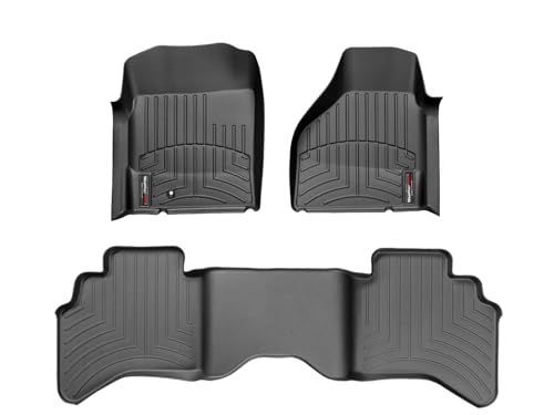 WeatherTech Custom Fit FloorLiners for Dodge Ram Truck 1500, Ram Truck 2500/3500 Quad Cab - 1st & 2nd Row (440121-440042), Black