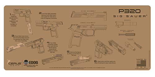 EDOG P320 Compatible for Sig Sauer P320 Tan Flat Dark Earth Instructional Step by Step Dismanling Pistol Cleaning Mat