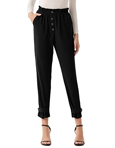 GRACE KARIN Damen Party Hose Locker Hose Capri Hose Casual Hose Hohe Taillenhose Schwarz CL1566A22-02_00L Cover