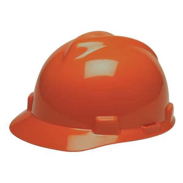 Hard Hat, Polyethylene, 4 pt. Ratchet, Hi-Vis Orange, Mfr: 489364-A