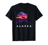 Alaska Moose Aurora Borealis - Alaska State & Landscape T-Shirt