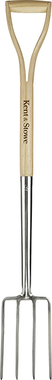 Kent & Stowe Horca de jardín – Horquilla de Acero Inoxidable para cavar, Ideal para arriates Estrechos, horca con Mango de Madera, tamaño: 104 cm