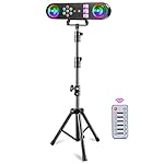 DJ Lights with Stand,5 in 1 Dj Lights for Parties Disco Ball Stage Party Light Set with Sound Activated Control, UV,Strobe, Dyeing, Led Par Light and Pattern Lighting for Bar Wedding Christmas-1PC